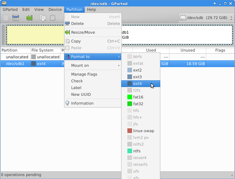 formatting as ext4